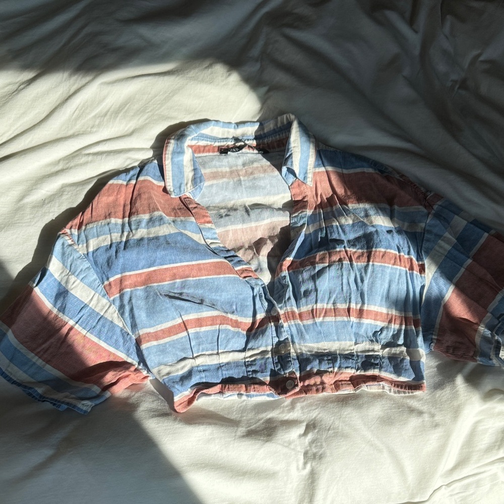 Zara Striped Blue and Red Crop Top